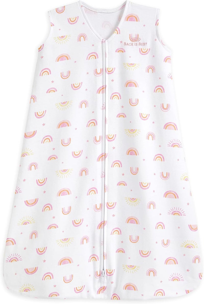 HALO® SleepSack® Sleeping Bag, 0.5 TOG 100% Cotton, Newborn Baby, Unisex for Boys and Girls, 0-6 Months, Sunshine Rainbows - Image 1