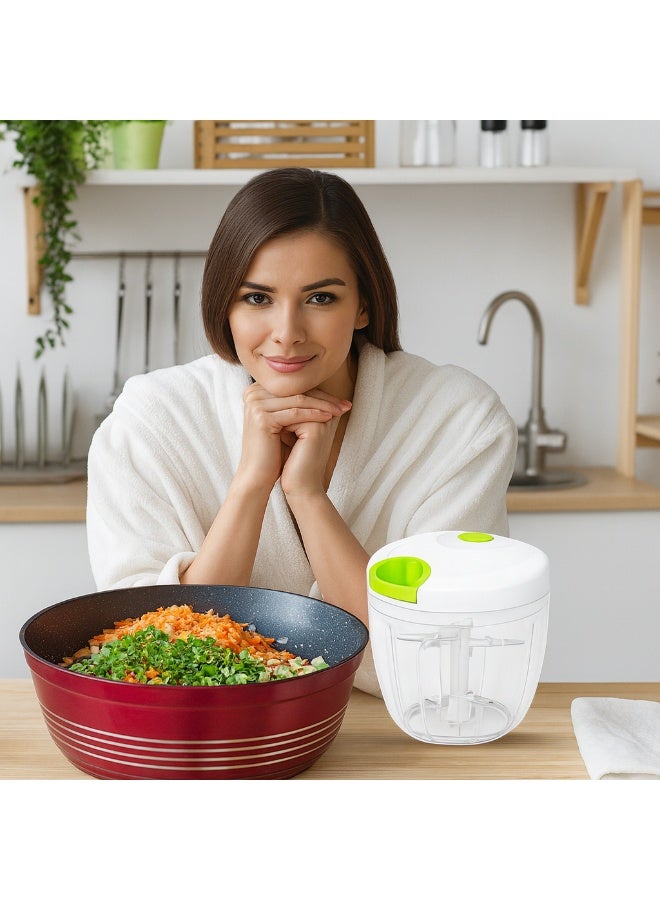 جوكسين قطاعة جوكسين سهلة الدوران JX-608 | مفرمة طعام يدوية بخمس شفرات حادة من الفولاذ المقاوم للصدأ | قطاعة خضراوات وبصل بلاستيكية واحدة | تصميم سهل الدوران سهل السحب - Image 2