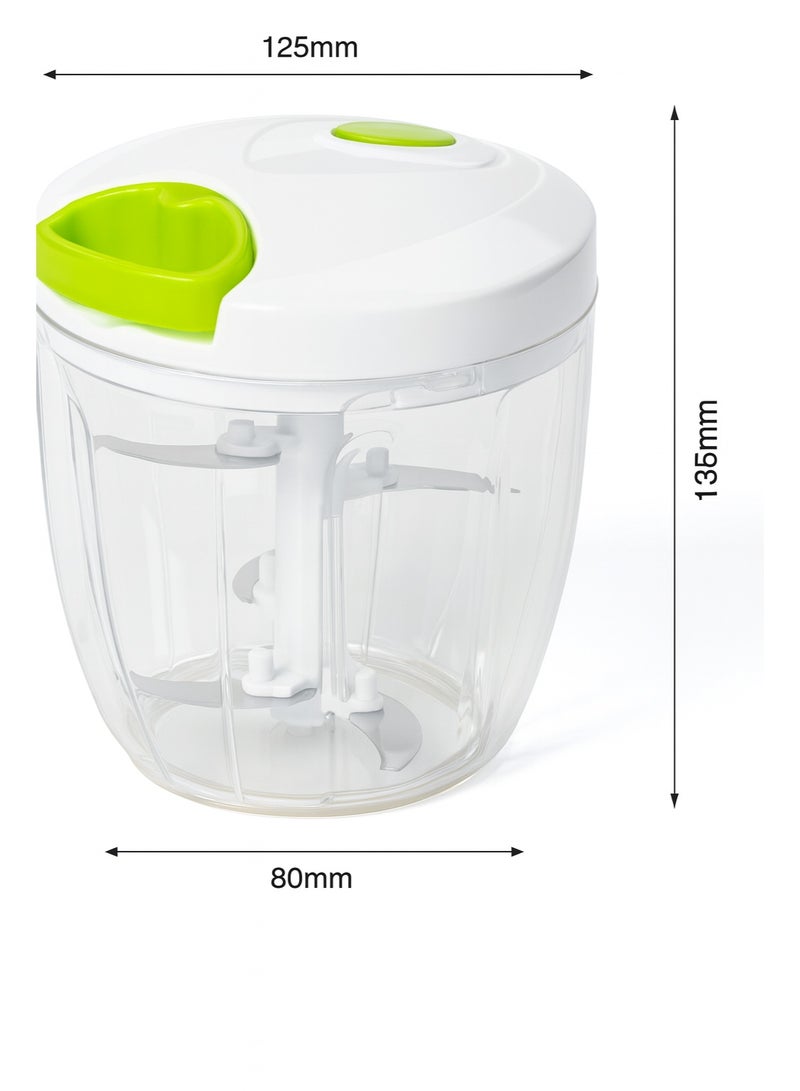 جوكسين قطاعة جوكسين سهلة الدوران JX-608 | مفرمة طعام يدوية بخمس شفرات حادة من الفولاذ المقاوم للصدأ | قطاعة خضراوات وبصل بلاستيكية واحدة | تصميم سهل الدوران سهل السحب - Image 3