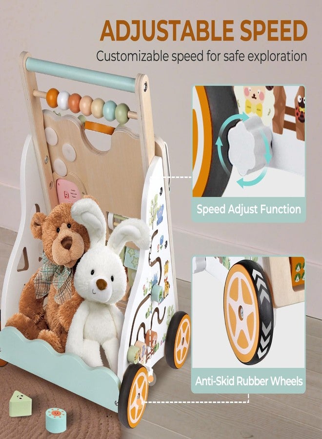 Rmischolar Baby Push Walker, Wooden Baby Walker with Wheels, Montessori Activity Center for 1 2 3 Years Old Boys Girls, Adjustable Speed & Height Push Toy for Toddler Learning to Walk, Gift for Kids Development - Image 5