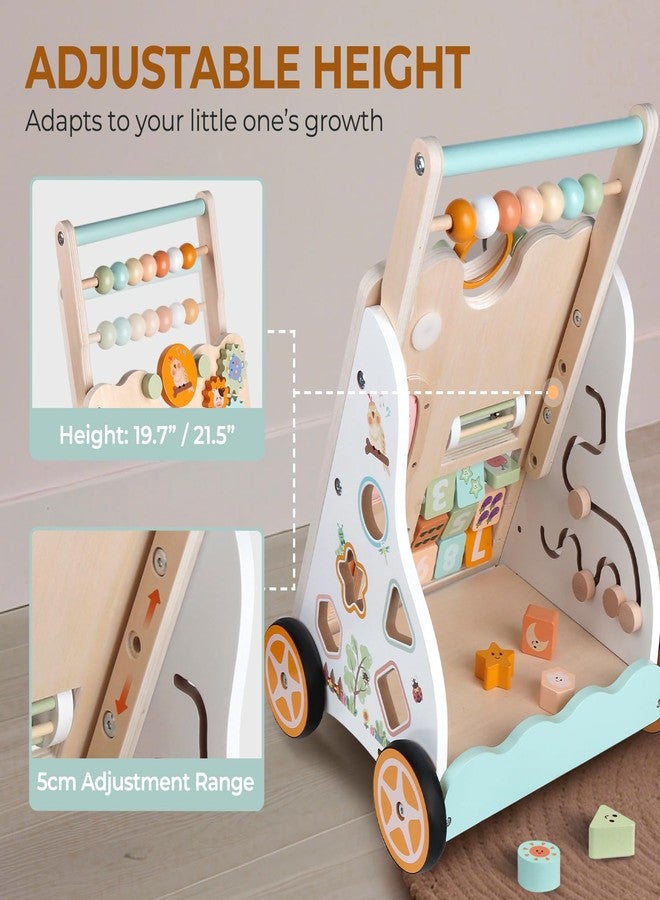 Rmischolar Baby Push Walker, Wooden Baby Walker with Wheels, Montessori Activity Center for 1 2 3 Years Old Boys Girls, Adjustable Speed & Height Push Toy for Toddler Learning to Walk, Gift for Kids Development - Image 4