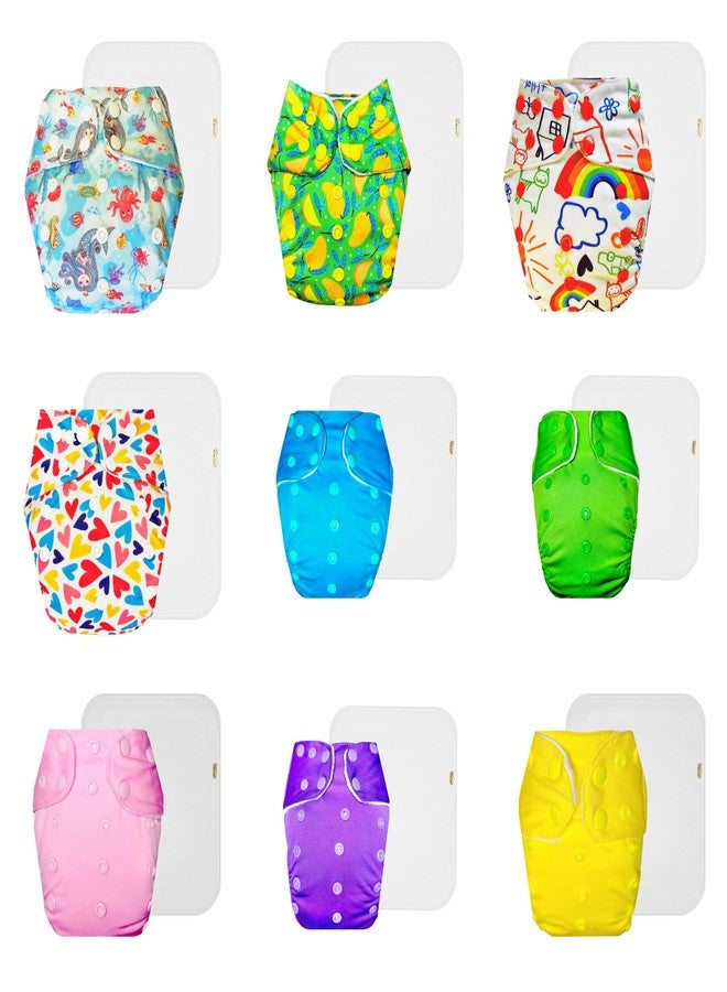 Dumbledo Premium Cloth Diaper with Cotton Insert (Pack of 9) | Soft & Gentle | Leakproof | Travel Friendly | Trusted by Moms | 3 Months - 3 Years | Unisex Baby - Image 1