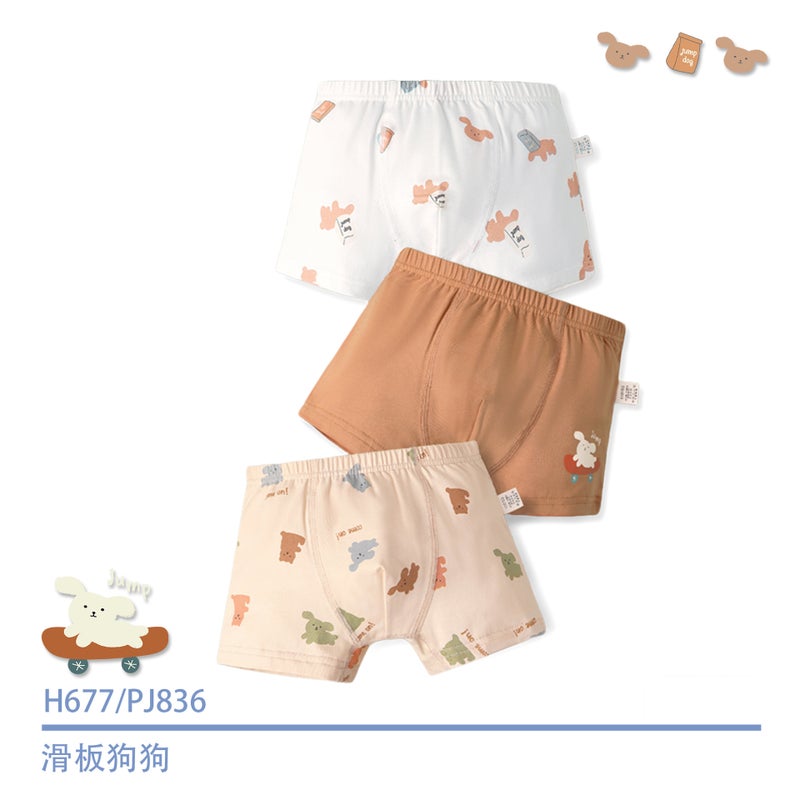 Kids Cotton Cartoon Dinosaur Boxer Briefs