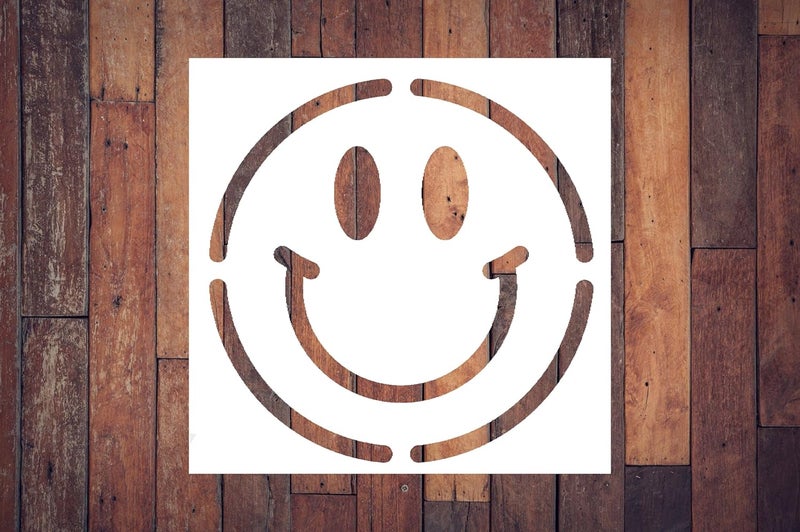 Smiley Face Stencil - Reusable Mylar Stencils for Painting and Crafts, Laser-Cut on 12 Mil Food-Safe Plastic for Limitless DIY Possibilities