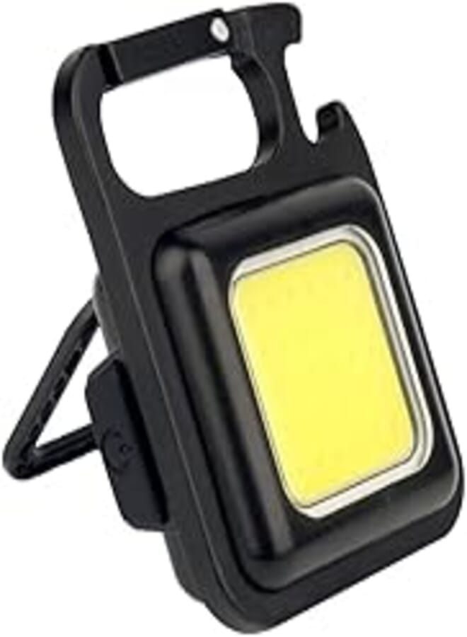 Pocket Magnetic Flashlights Powerful COB 500 High Lumens Bright Rechargeable Keychain with Folding Bottle Opener, Magnet Camping, Hiking Assorted Colors