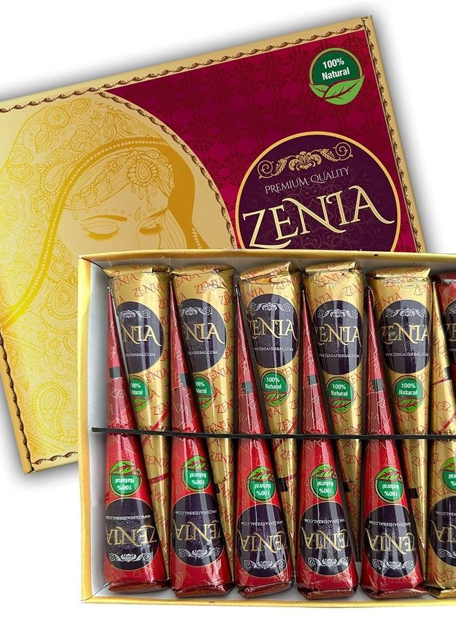 zenia 12 عبوة 100% حناء طبيعية جاهزة للاستخدام لتلوين الشعر، ألوان بني محمر، - Image 1