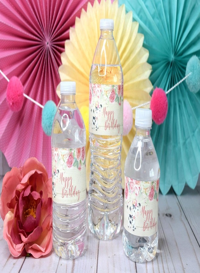 Amanda Creation Watercolor Pink Floral Cow Baby Sprinkle Shower Waterproof Water Bottle Sticker Wrappers 20 Wrap Around Labels Sized 1.75" x 8.5" by AmandaCreation - Image 3