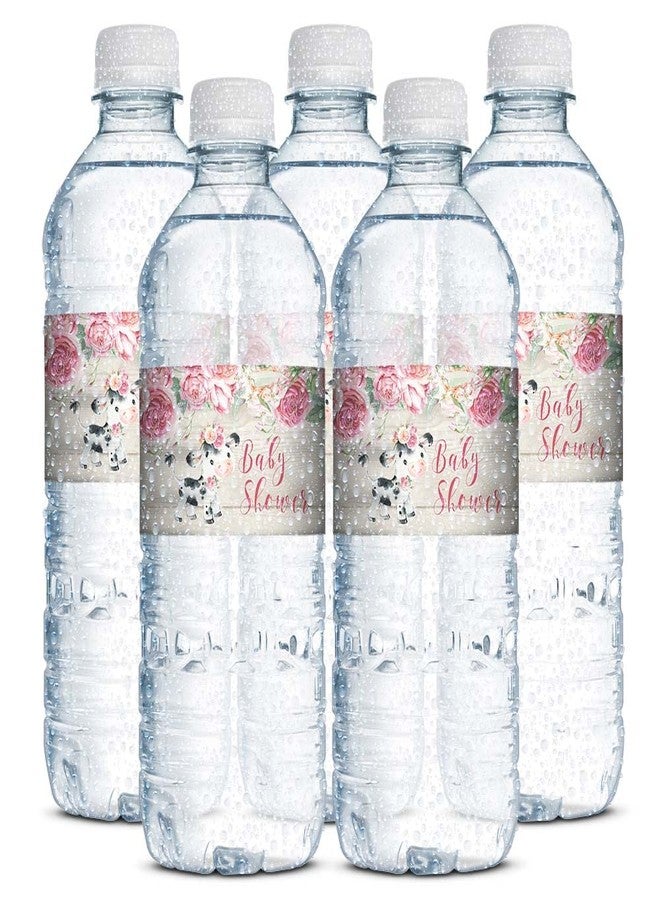 Amanda Creation Watercolor Pink Floral Cow Baby Sprinkle Shower Waterproof Water Bottle Sticker Wrappers 20 Wrap Around Labels Sized 1.75" x 8.5" by AmandaCreation - Image 4
