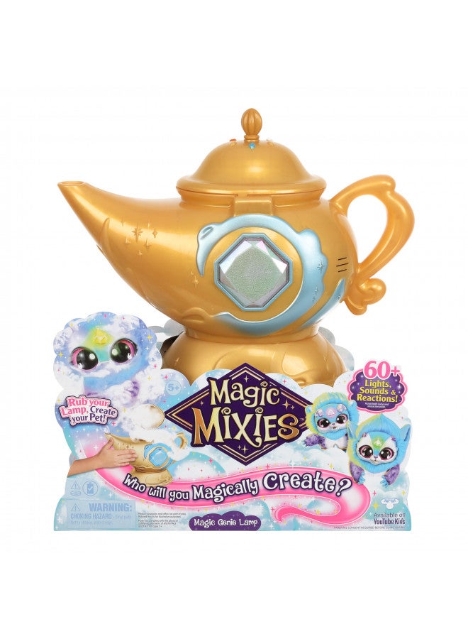 Magic Mixies Magic Genie Lamp with Interactive 8" Blue Plush Toy and 60+ Sounds & Reactions. Unlock a Magic Ring and Reveal a Blue Genie from The Real Misting Lamp. Gifts for Kids, Ages 5+ - Image 1