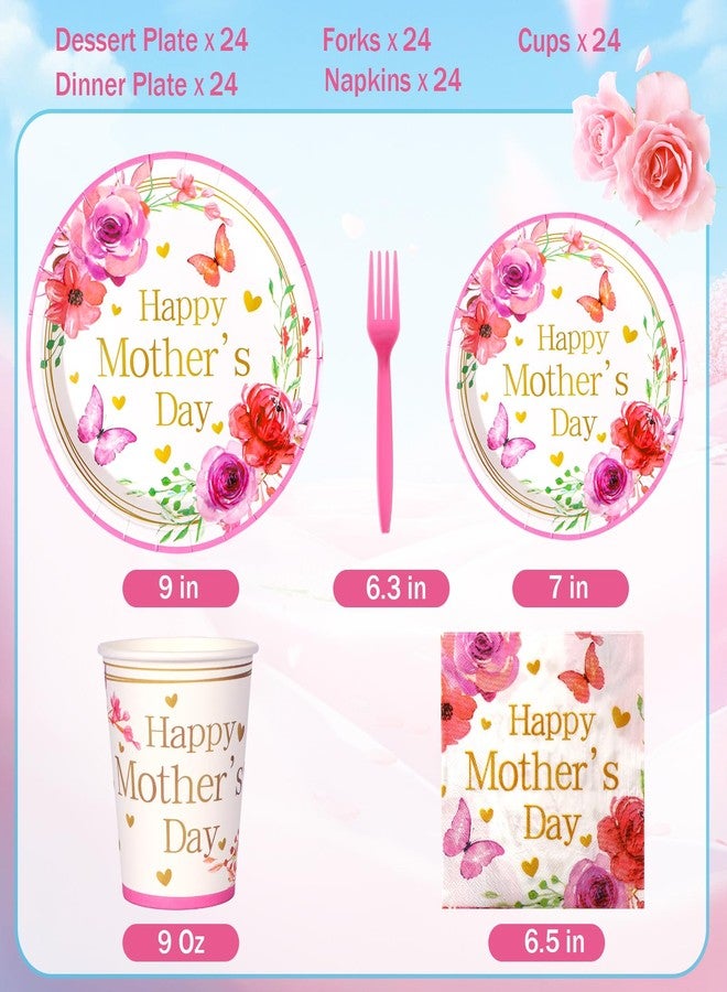 Atonofun Happy Mother's Day Party Decorations, Mother's Day Party Supplies, Mothers Day Plates and Napkins, Cups and Knives for Mothers Best Mom Ever Themed Parties Serves 24 - Image 2