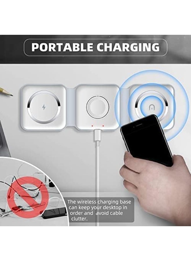 Trendigo Foldable Wireless 3-in-1 Charger – Fast Charging Station for Smartphone, Smartwatch & Earbuds, Portable Magnetic Charging Dock, Travel-Friendly Foldable Design, White - Image 5