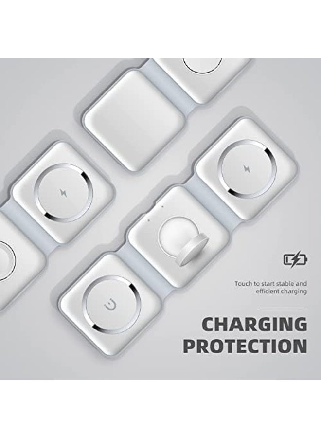 Trendigo Foldable Wireless 3-in-1 Charger – Fast Charging Station for Smartphone, Smartwatch & Earbuds, Portable Magnetic Charging Dock, Travel-Friendly Foldable Design, White - Image 2