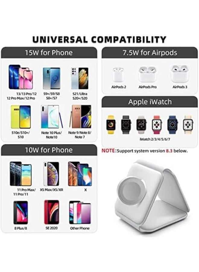 Trendigo Foldable Wireless 3-in-1 Charger – Fast Charging Station for Smartphone, Smartwatch & Earbuds, Portable Magnetic Charging Dock, Travel-Friendly Foldable Design, White - Image 4
