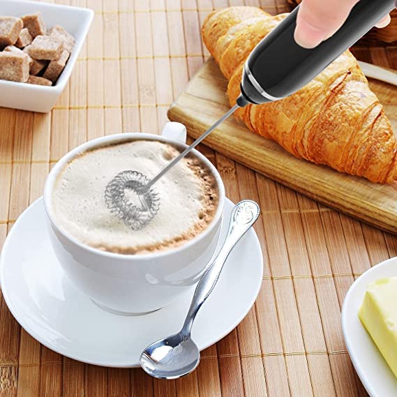 MURTISIDDH Milk Frother Handheld USB Rechargeable Electric Foam Maker for Coffee Cappuccino Egg Mix 2 Whisks for Coffee Frother Black - Image 3