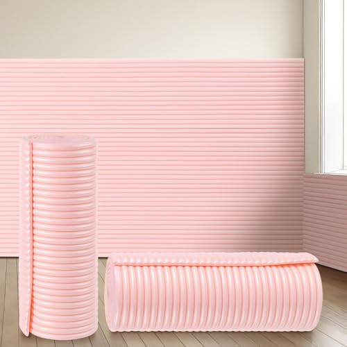 Fiwochic 158 x 787 Inch Anti Collision Wall Padding for Kids Padded Wall Panels 3D DIY Headboard for Autism Playroom Nursery Bedroom Living Room Corner Guards1 Roll Pink - Image 1