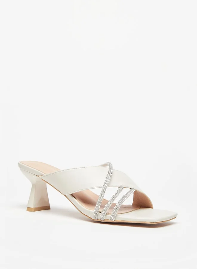 Flora Bella By Shoexpress Women's Embellished Slip-On Sandals with Flared Heels Ramadan Collection