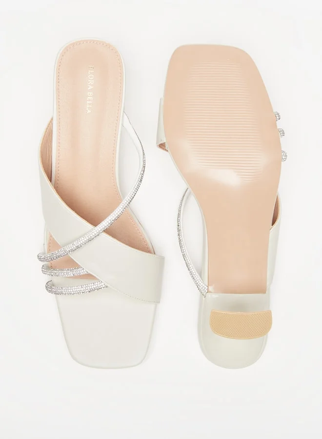 Flora Bella By Shoexpress Women's Embellished Slip-On Sandals with Flared Heels Ramadan Collection
