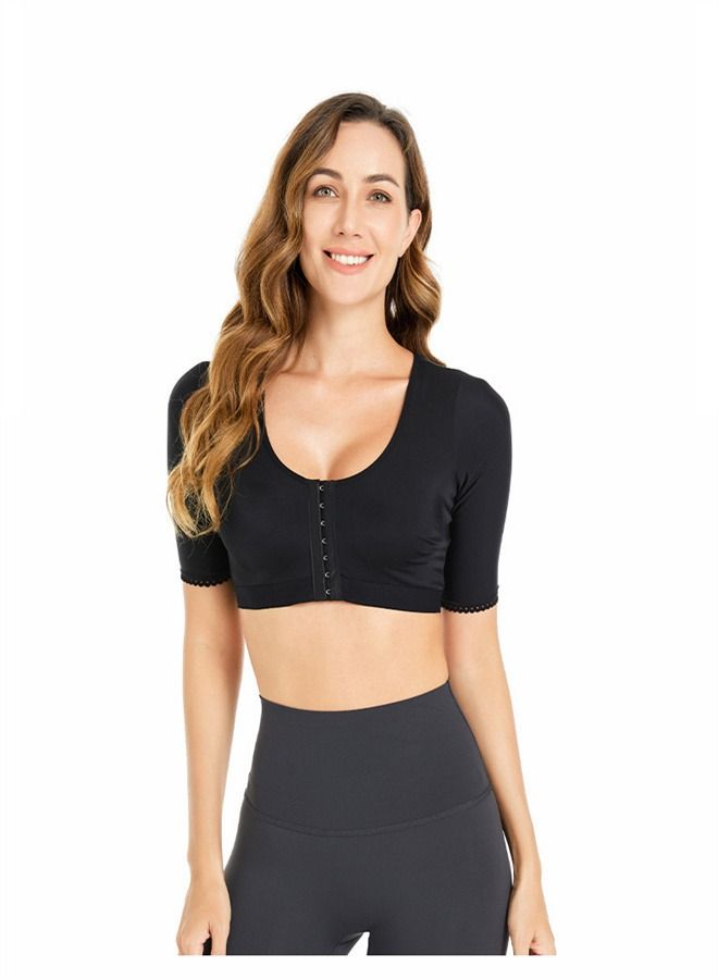 Loquat Shockproof Sports Bra With Front Buckle Black - Image 1