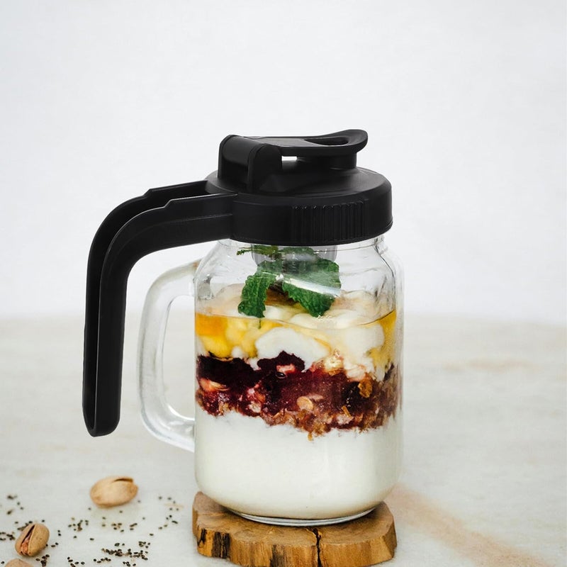 Homoyoyo Airtight Mason Jar Pour Lid with Handle Flip Cap Spout Jar Lid for Juice and Milk Tea for Kitchen Canning and Beverage Storage - Image 5