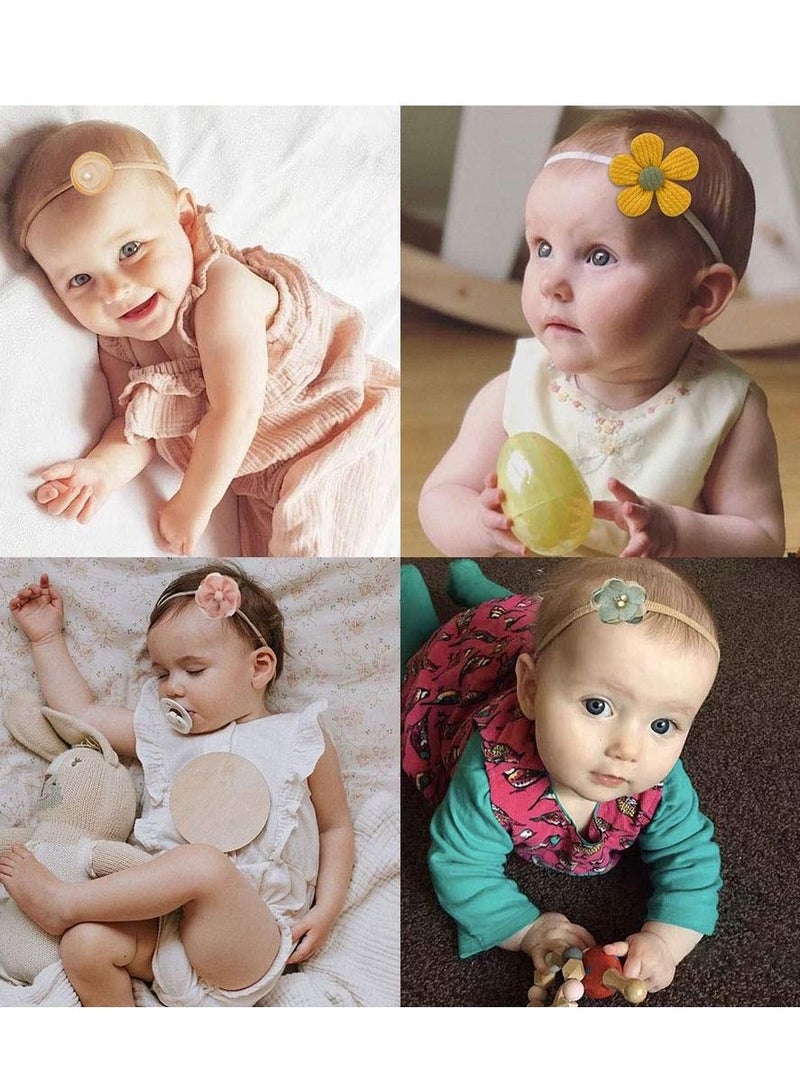 نيبمينينت 10PCS Girls Flower Bow Headbands Nylon Elastic Floral Hair Band Accessories for Newborn Infant Toddlers - Image 5