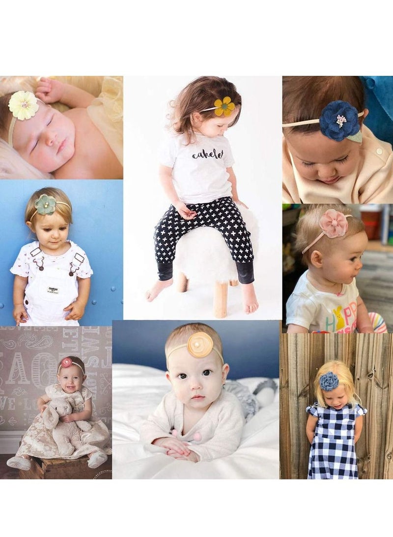نيبمينينت 10PCS Girls Flower Bow Headbands Nylon Elastic Floral Hair Band Accessories for Newborn Infant Toddlers - Image 3