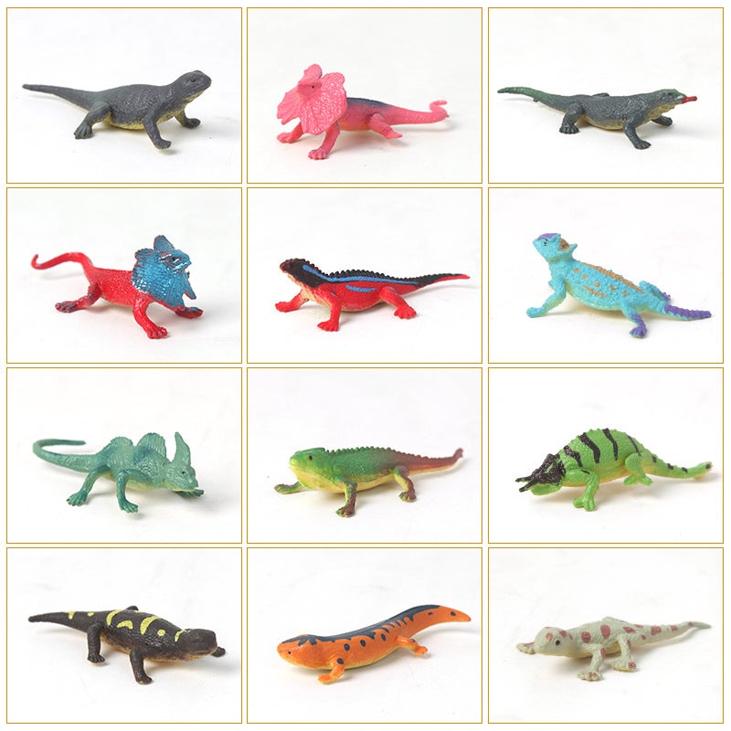 Bag Lizard Model Toy 12 Painted Lizard Gecko Simulation Animal Model Childrens Educational ToysThe second generation 12 color small lizard The second generation 12 color small lizard 