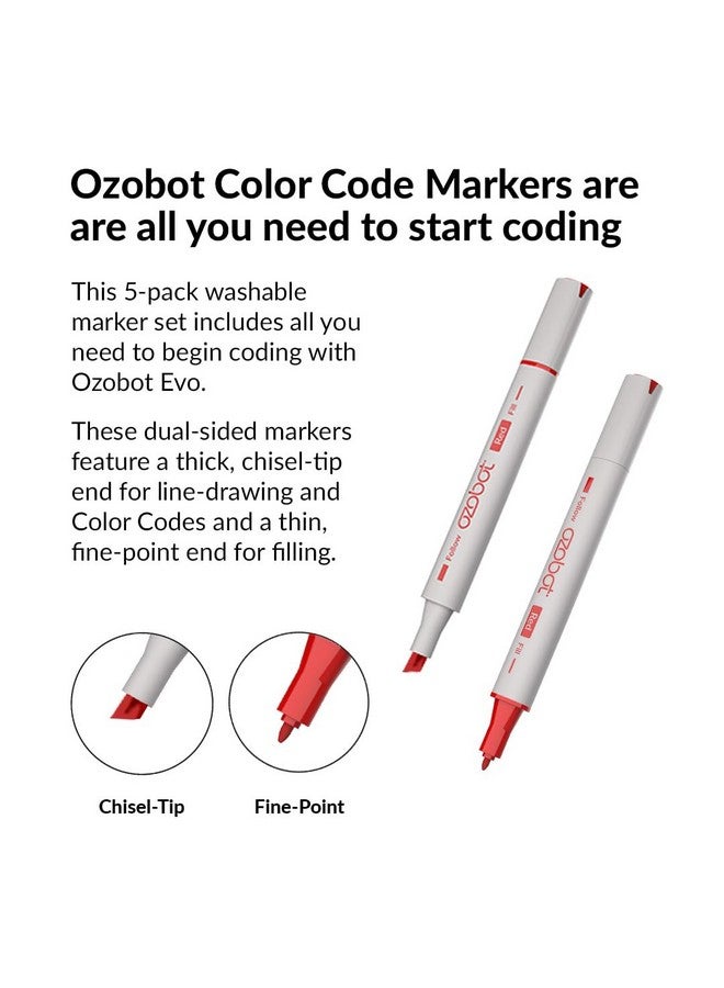 أوزو بوت أقلام تحديد الألوان: مجموعة متنوعة من الألوان للتعليم الجذعي الإبداعي، مثالية للفصول الدراسية والمنزل، تعزز مهارات حل المشكلات والتفكير النقدي، مناسبة للأعمار من 6 سنوات فما فوق، ذات وجهين، عبوة من 5 قطع - Image 3