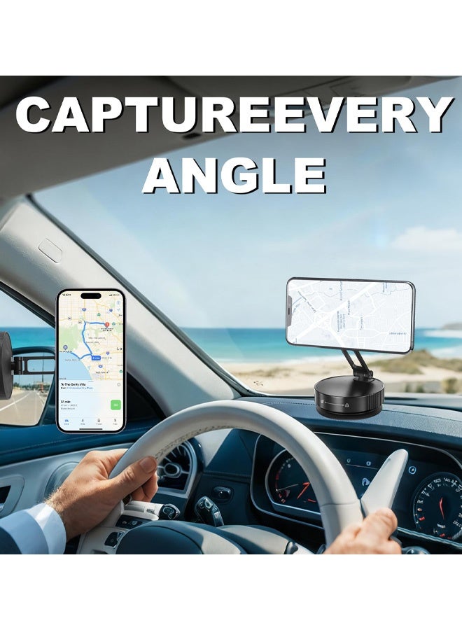 Vacuum Magnetic Phone Holder for Car, Full Metal Body, Vacuum Suction Phone Mount, Magsafe Car Mount for iPhone, Folding Holder for iPhone and Android - Image 5