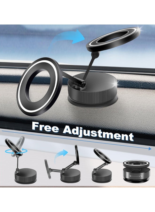 Vacuum Magnetic Phone Holder for Car, Full Metal Body, Vacuum Suction Phone Mount, Magsafe Car Mount for iPhone, Folding Holder for iPhone and Android - Image 4