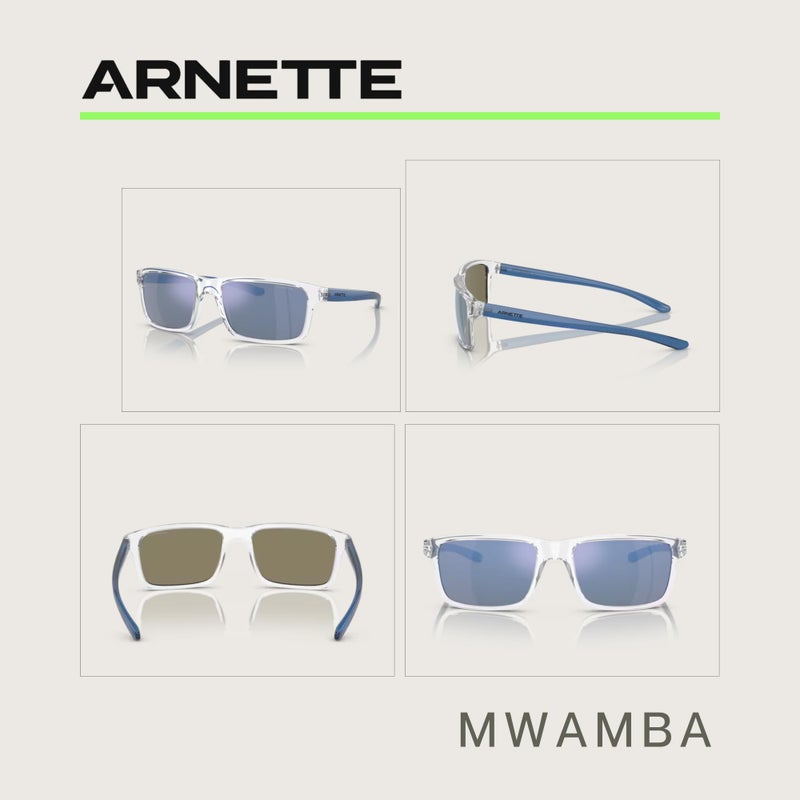 ARNETTE Mwamba AN4322 275522 57MM Crystal/Dark Grey MIrror Water Polarized Rectangle Sunglasses for Men +BUNDLE with ACCESSORY EYEWEAR KIT - Image 2