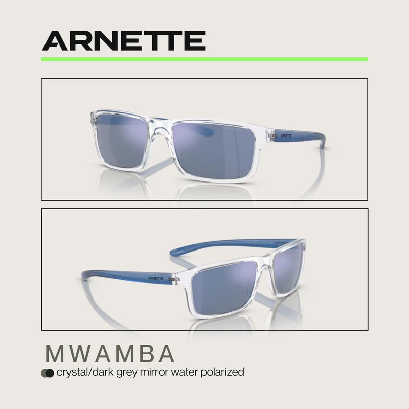 ARNETTE Mwamba AN4322 275522 57MM Crystal/Dark Grey MIrror Water Polarized Rectangle Sunglasses for Men +BUNDLE with ACCESSORY EYEWEAR KIT - Image 5
