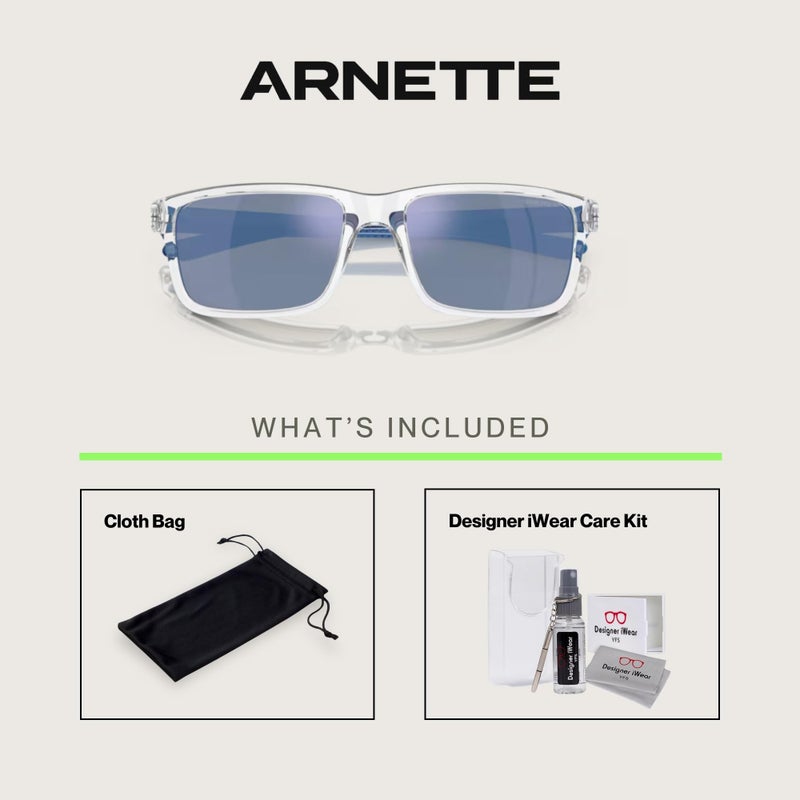 ARNETTE Mwamba AN4322 275522 57MM Crystal/Dark Grey MIrror Water Polarized Rectangle Sunglasses for Men +BUNDLE with ACCESSORY EYEWEAR KIT - Image 4