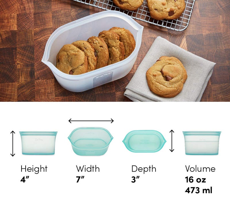 Zip Top Reusable Food Storage Bags | Small Dish [Gray] | Silicone Meal Prep Container | Microwave  Dishwasher and Freezer Safe | Made in the USA - Image 3
