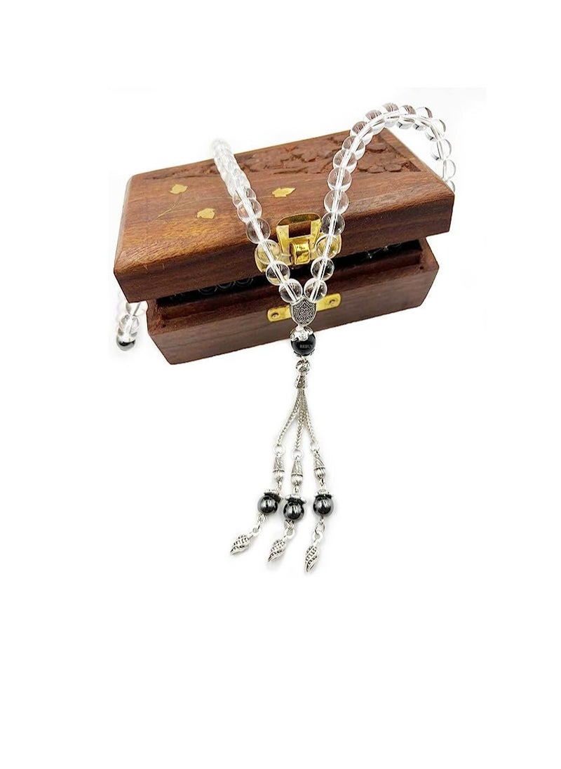 REBUY REBUY Clear Quartz Islamic Tasbih, Natural Stone Misbaha Tasbeeh for Unisex Adults  - Image 3