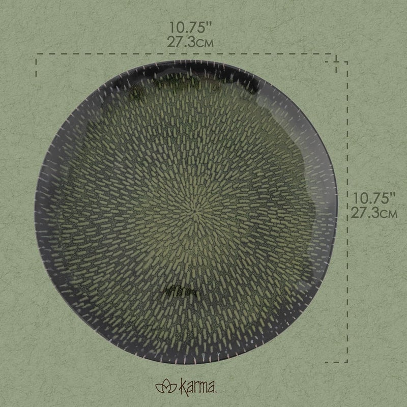 Karma 1075 inches Melamine Dinner Plates Set of 4 Reusable Dishwasher Safe Plates for Outdoor and Indoor Evergreen - Image 3