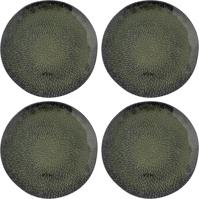 Karma 1075 inches Melamine Dinner Plates Set of 4 Reusable Dishwasher Safe Plates for Outdoor and Indoor Evergreen - Image 1