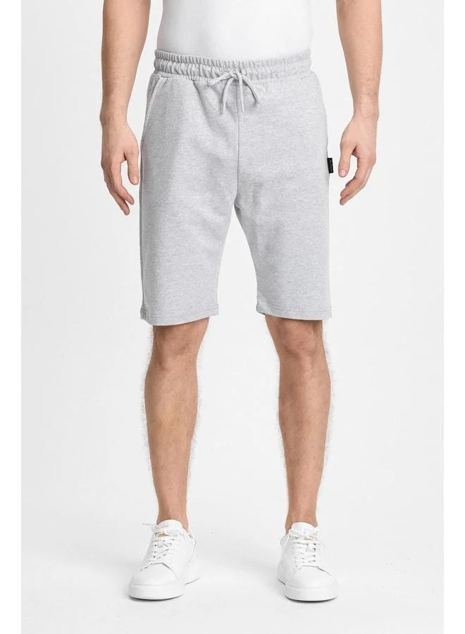 Men’s Grey Shorts - Side Pocket, Elastic Waist, Regular Fit, Comfortable Cut
