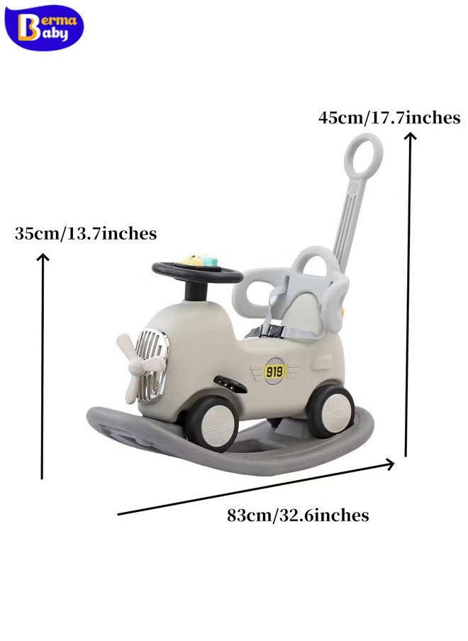 Baby Walker - 3-in-1 Rocking Horse, Rocking Animal and Ride-On Car with Removable Balance Board, Rocking Chair with Wheels, Steering Wheel and Backrest, Balance Car Swing Toy for Babies 18 to 72 Months (Airplane) - Image 1
