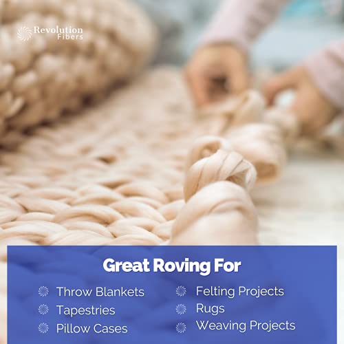 Revolution Fibers Cheviot Wool Roving Top 1 lb (16 Ounces) for Spinning | Soft Chunky Jumbo Yarn for Arm Knitting Blanket |100% Natural Undyed (Off-White) Wool Yarn Bulk, Felting Core, Carded Stuffing - Image 4