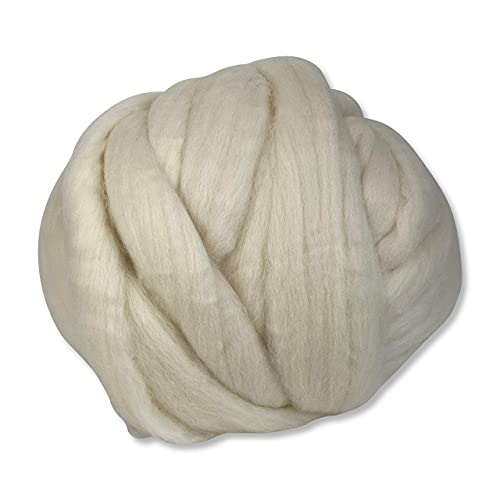 Revolution Fibers Cheviot Wool Roving Top 1 lb (16 Ounces) for Spinning | Soft Chunky Jumbo Yarn for Arm Knitting Blanket |100% Natural Undyed (Off-White) Wool Yarn Bulk, Felting Core, Carded Stuffing - Image 2
