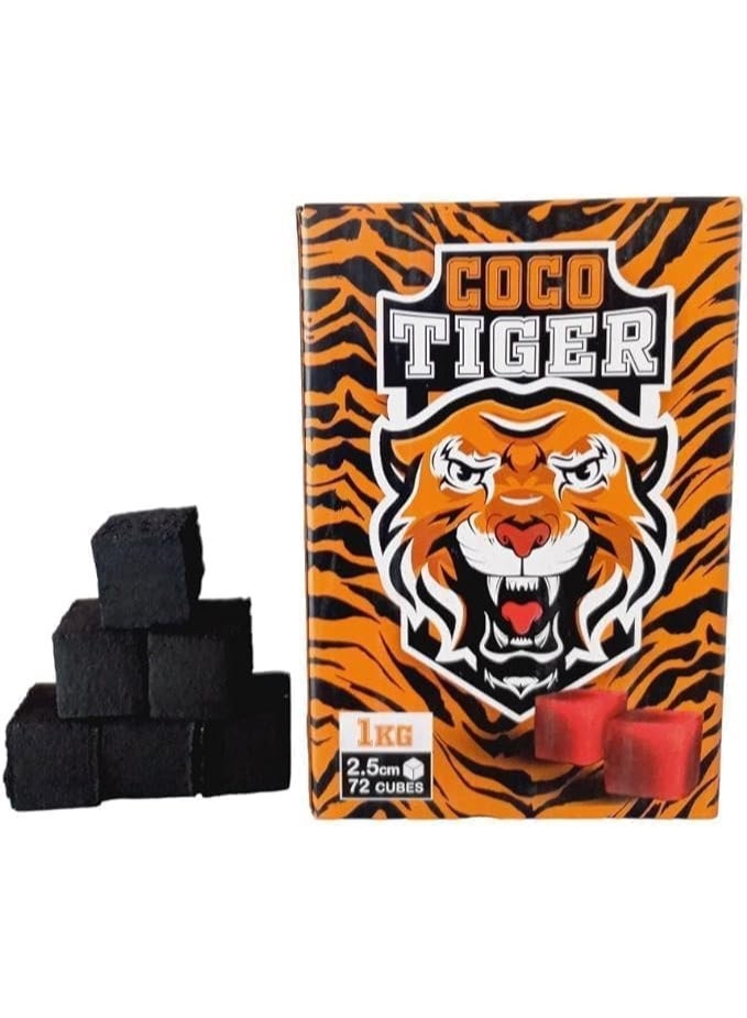 Tiger Coconut Charcoal | Bakhoor Coal - 72 Cubes - 1Kg - Image 1
