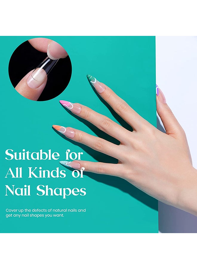 brunson False Nail Tips Soft Gel C-Curved Clear Medium Stiletto 550 Pieces SGT03 - Image 4