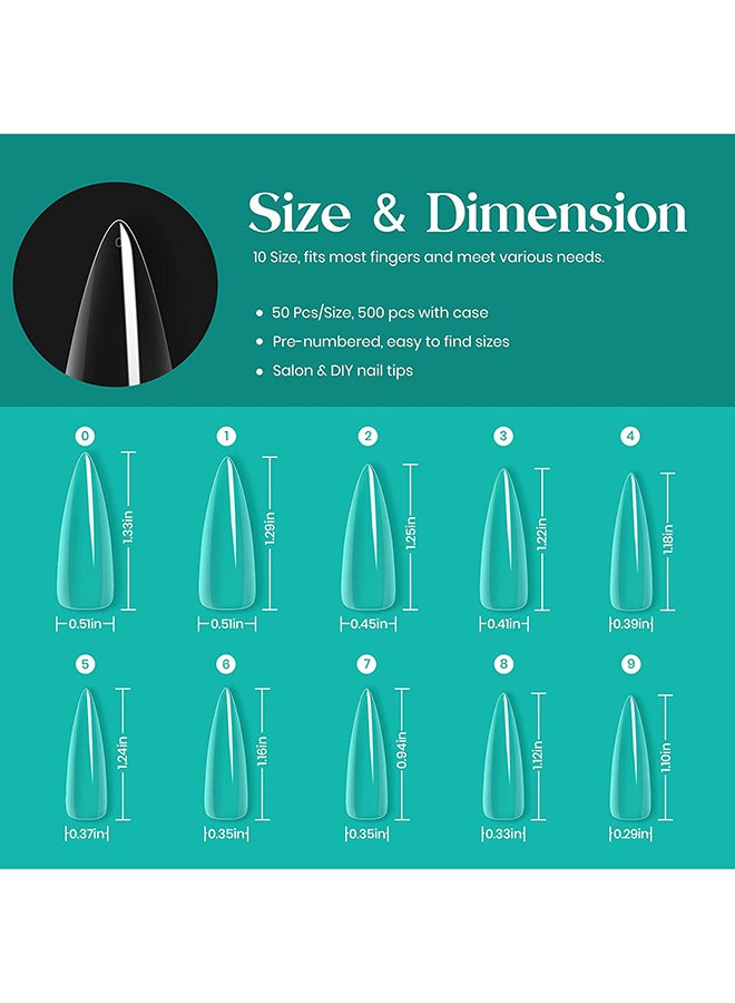 brunson False Nail Tips Soft Gel C-Curved Clear Medium Stiletto 550 Pieces SGT03 - Image 3