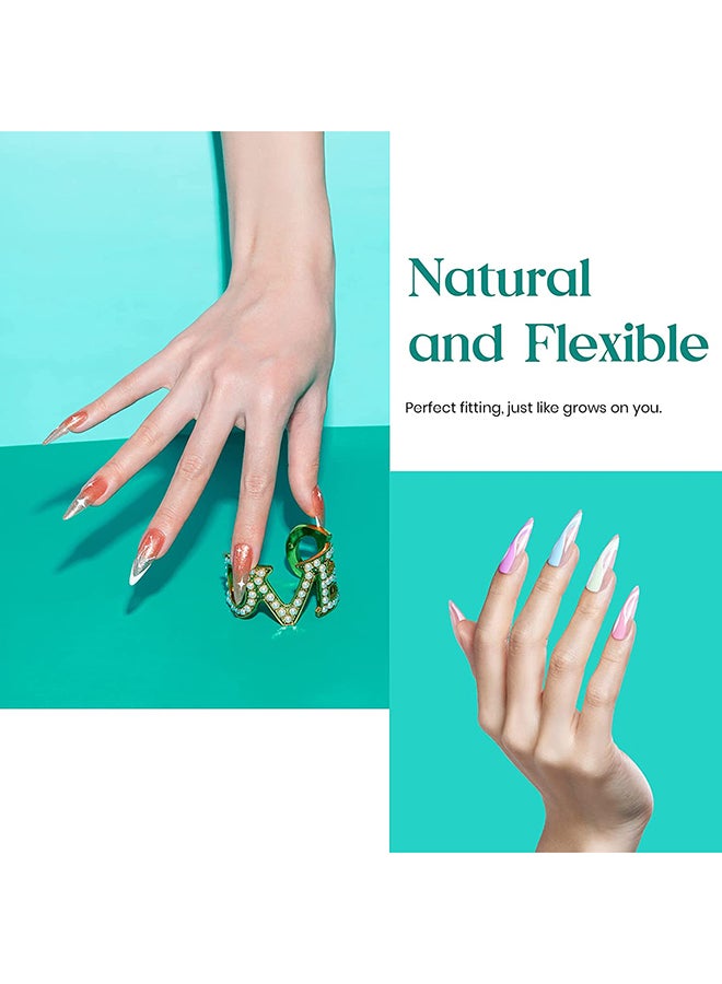 brunson False Nail Tips Soft Gel C-Curved Clear Medium Stiletto 550 Pieces SGT03 - Image 5