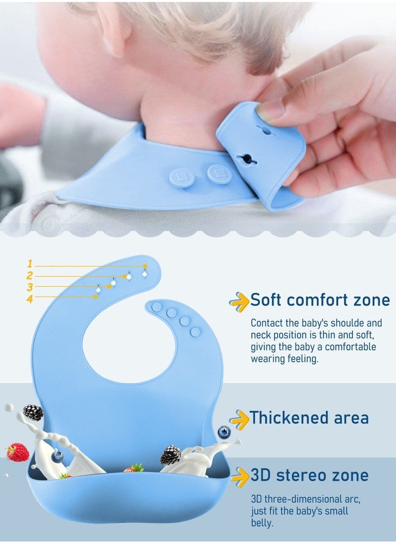 Gonice Baby Feeding Set, 9 Pcs Baby Tableware Set, Food grade Silicone Squirrel Baby Cutlery and Plates Set, Non-Slip Infant Dinnerware Set, Baby Self Feeding Utensils  - Image 2