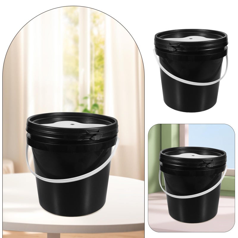 دلو دهان بلاستيكي أسعته 2 لتر أسود مع غطاء للتخزين الصناعي والكيماويات وأعمال DIY - Image 4