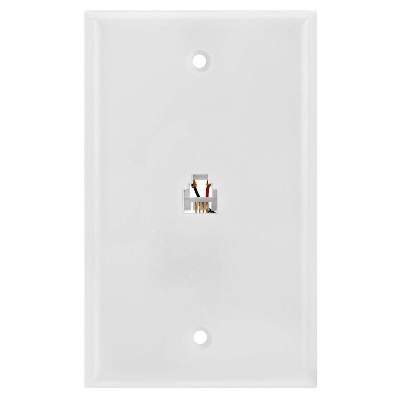 Cmple - Single RJ11 Connector with 4 Conductors Phone Wall Plate Jack 6P4C Telephone Single Jack Wallplate with Screws - Image 5