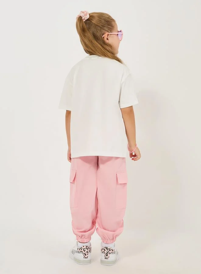 Styli Butterfly Print Oversized T-Shirt & Cargo Pants Set