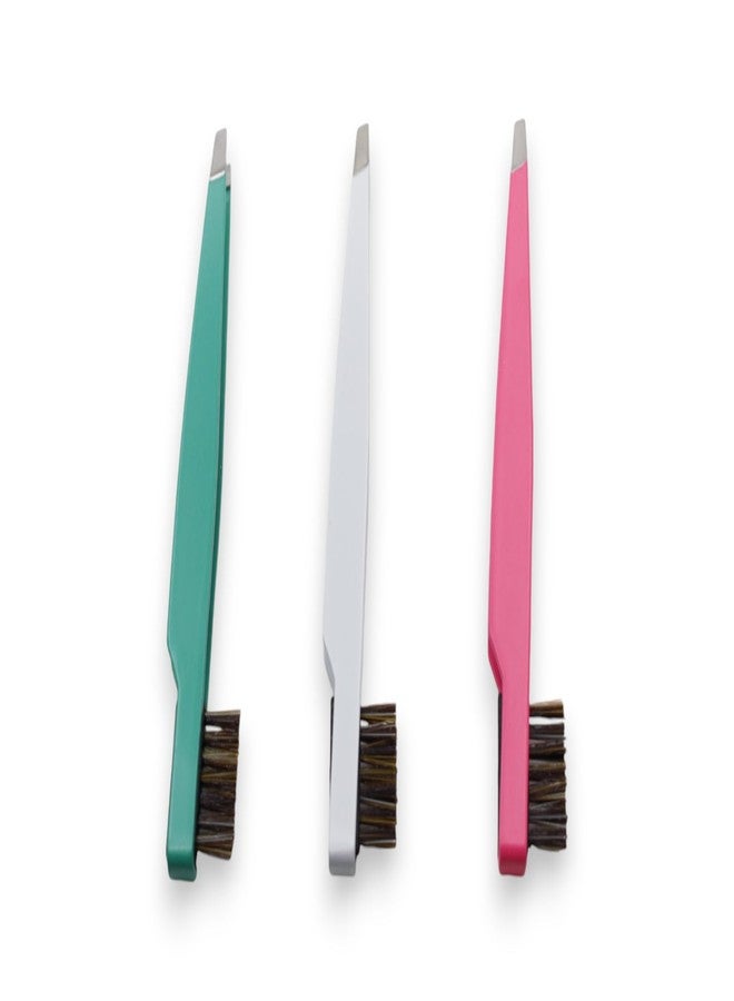 DreamCut Eyebrow Slant Tip Tweezer with Precise Brush - Stainless Steel Tips for Precision Grooming (Green) - Image 4