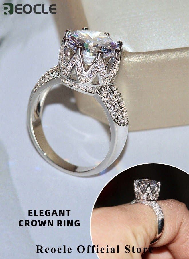 Women's Zircon Ring Classic Promise Ring Silver Engagement Ring Oval Cut Solitaire Cubic Zirconia Wedding Promise Rings for Wedding & Marriage Anniversary